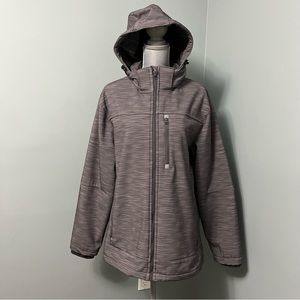 ALPINETEK grey fall to winter hooded jacket with womens size Large